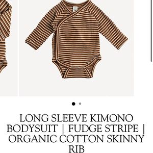 NEW Kate Quinn cotton skinny rib kimono bodysuit in Fudge Stripe, 18-24